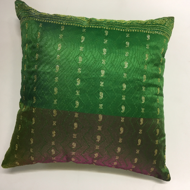 CUSHION, Indian Sari - Green 40cm